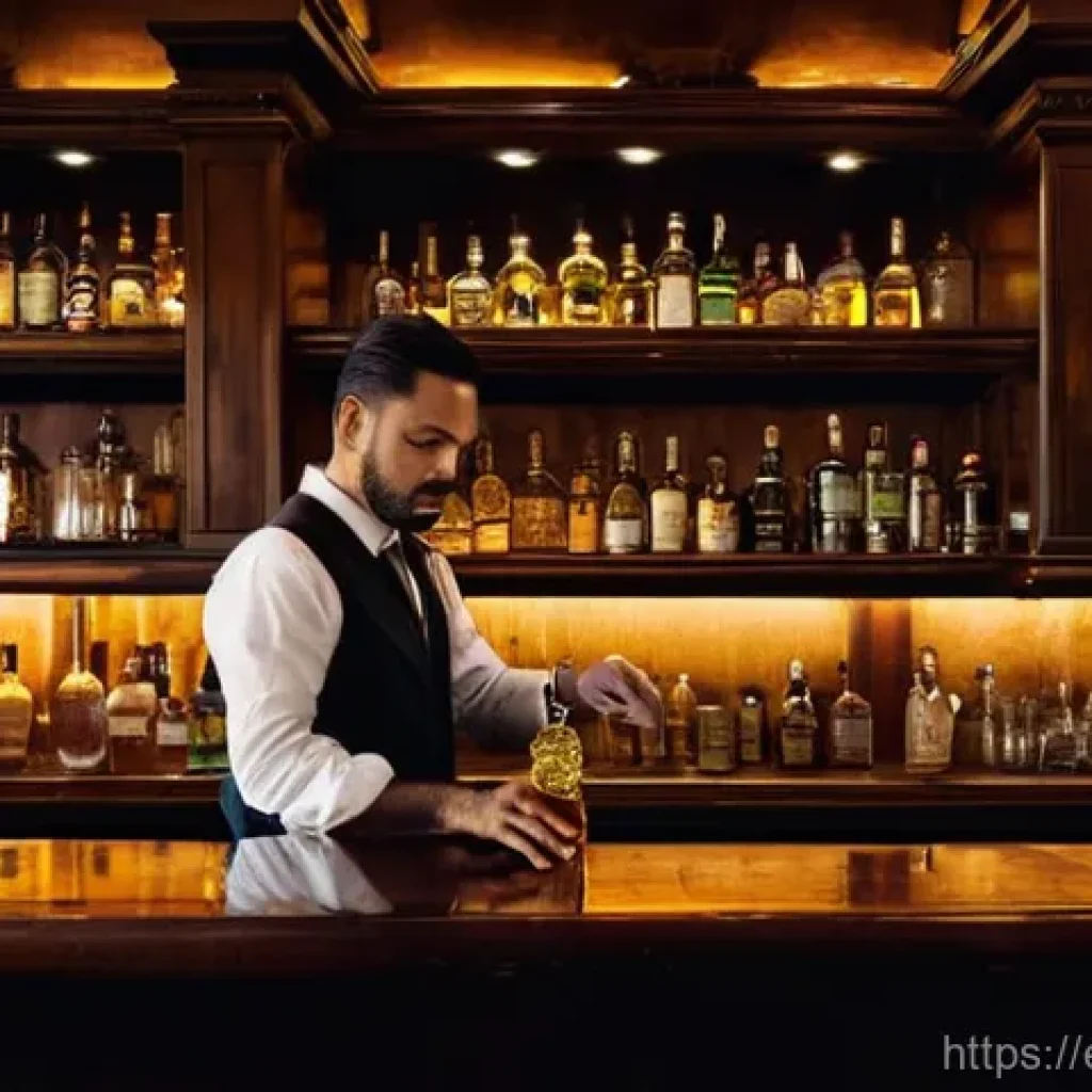바텐더가 알아야 할 주류 상식 - **Prompt:** A highly skilled, experienced male bartender, resembling a liquid historian, stands in a...