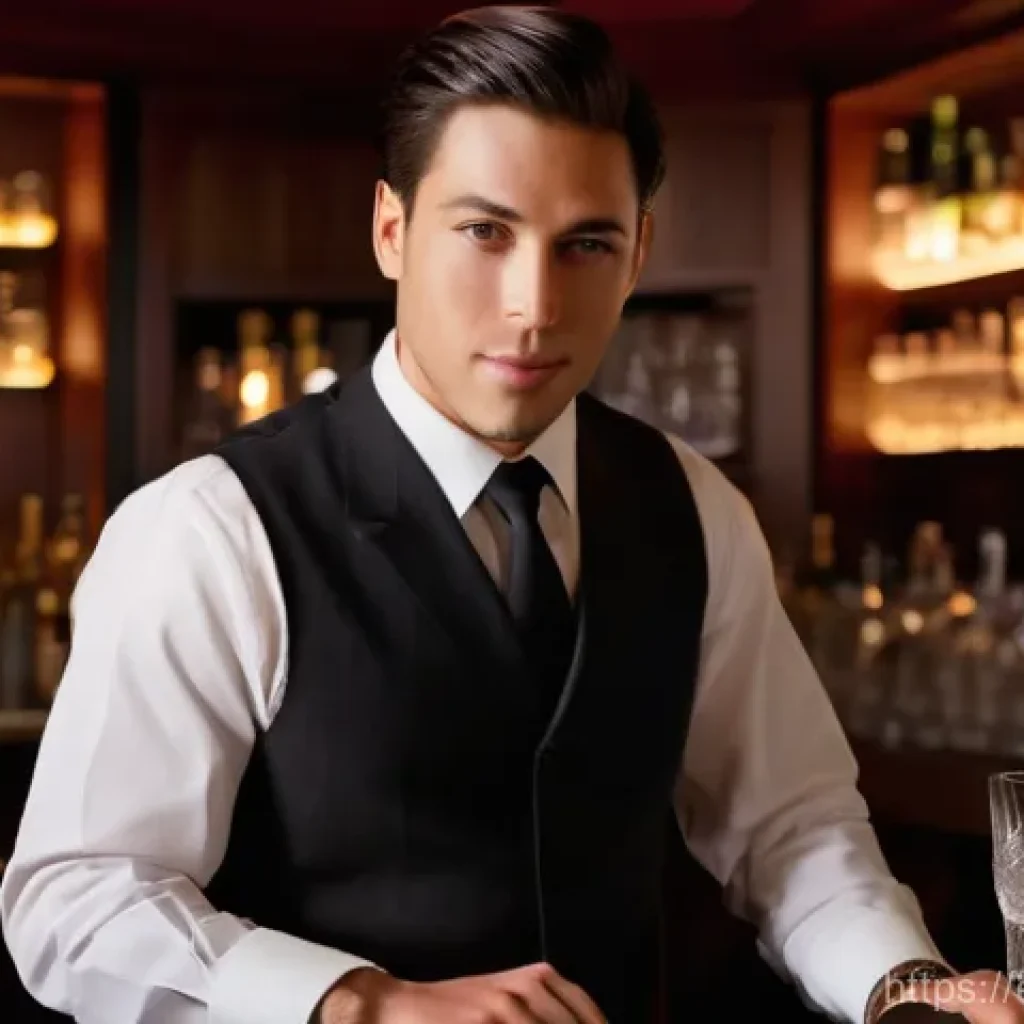 바텐더가 자주 사용하는 바 용어 - **"Precision in the Craft"**
    A focused male bartender, in his late 20s, wearing a neatly pressed...