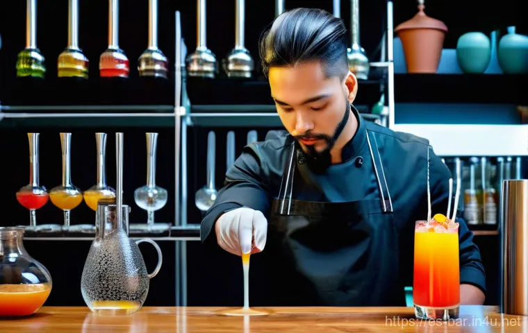 바텐더가 경력 관리에 실패한 사례 - **A Visionary Bartender's Future:** A highly detailed, cinematic portrait of a professional bartende...