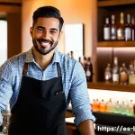 바텐더의 다양한 커리어 패스 - A modern artisanal cocktail bar scene featuring a skilled bartender in stylish casual attire with a ...